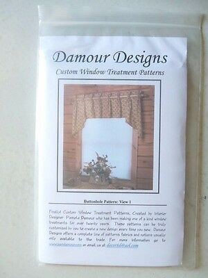 Damour Designs Custom Window Treatment Sewing Pattern Buttonhole Pattern 3 Views