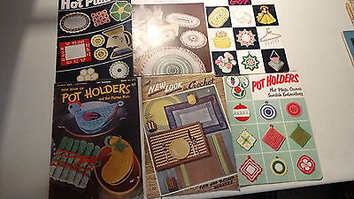CROCHET Patterns Old 1940s 1950s Lot 6 Booklets Old Vintage POT HOLDERS & GIFTS