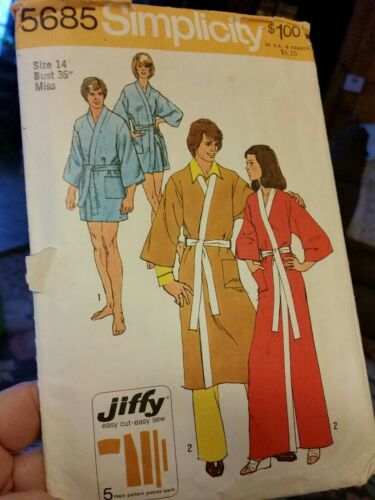 Simplicity Sewing Pattern #5685 Sz 14 Miss Long/Short Robe Cut/Complete 36 Bust