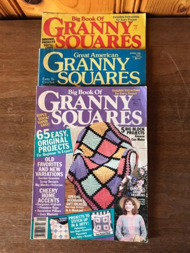Lot Of 3 Granny Squares Crochet Pattern Magazines Spring 1989, 1992, 1994