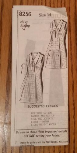 Vintage Mail-Order PHOTO GUIDE Dress Pattern #8256, Size 14