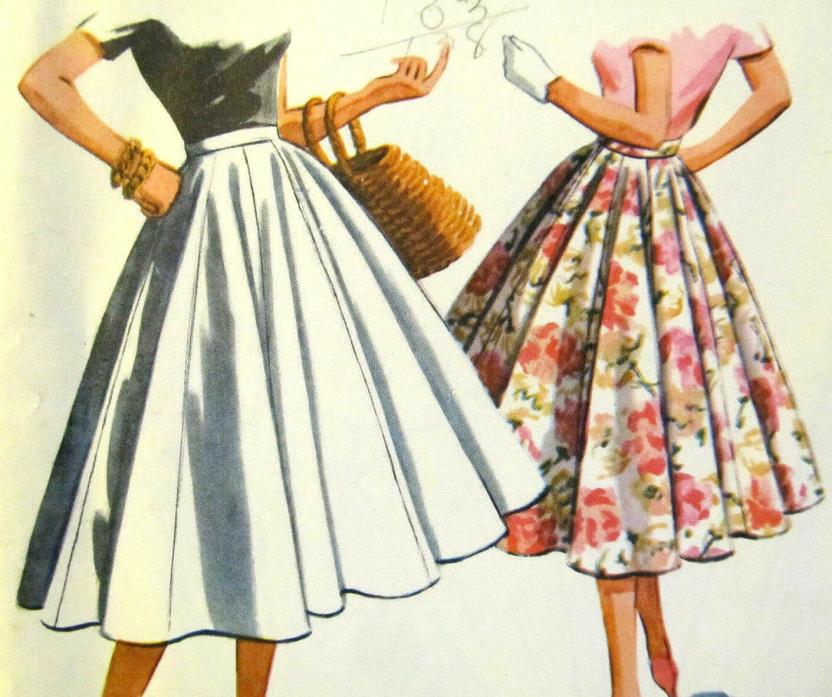 Vintage Sewing Skirt 10 Gore 1957 Misses Waist 26 Single Piece Pattern