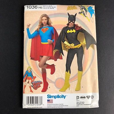 Simplicity Costume Sewing Pattern #1036 Womens DC Super Girl Batgirl Sizes 6-14