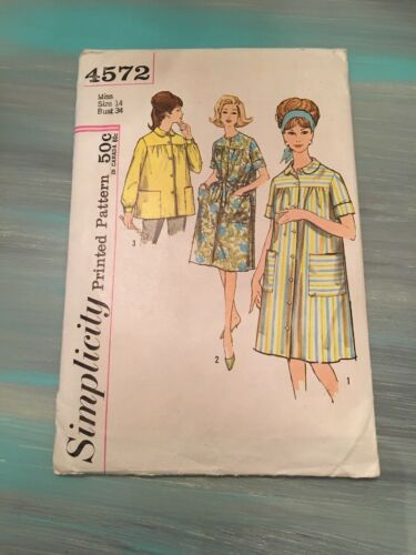 Vintage 1950s Simplicity Sewing Pattern Womens Duster And Smock 4572 Size 14
