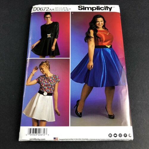 Simplicity Sewing Pattern #D0672 Miss & Womens Skater Dresses Themed Variations