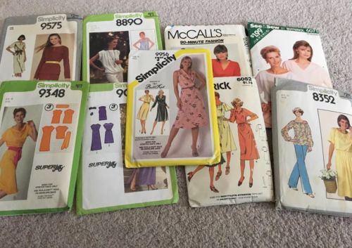 Lot of (9) Vintage McCalls, Butterick, Simplicity Sewing Patterns Used