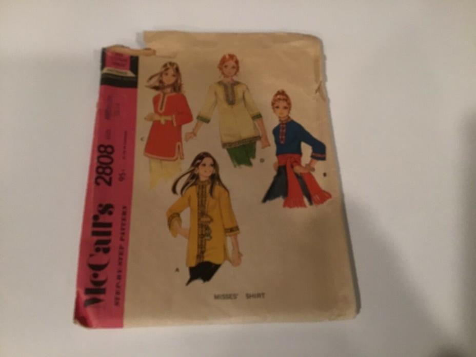 Vintage  Women’s McCall’s Sewing Pattern #2808 Medium 70’s Hippie Boho Shirt