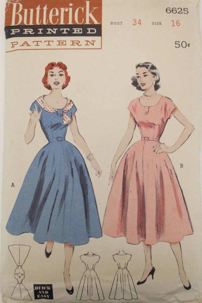 Sewing Pattern Butterick #6625 Size 16 Bust 34 New Look Party Dress