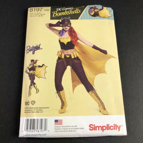 Simplicity Costume Sewing Pattern #8197 Misses DC Comics Bombshell Batgirl 6-14