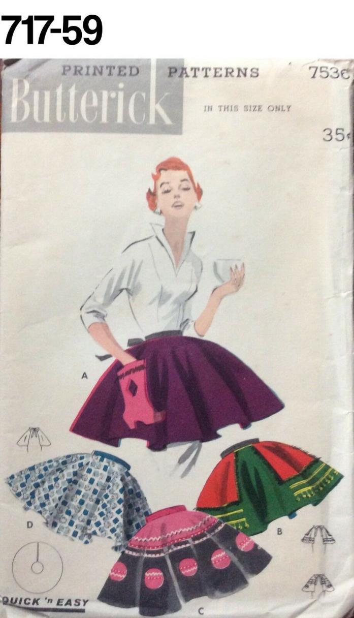VTG Sewing Pattern Butterick #7536 Apron ULTRA 1950S UNUSED