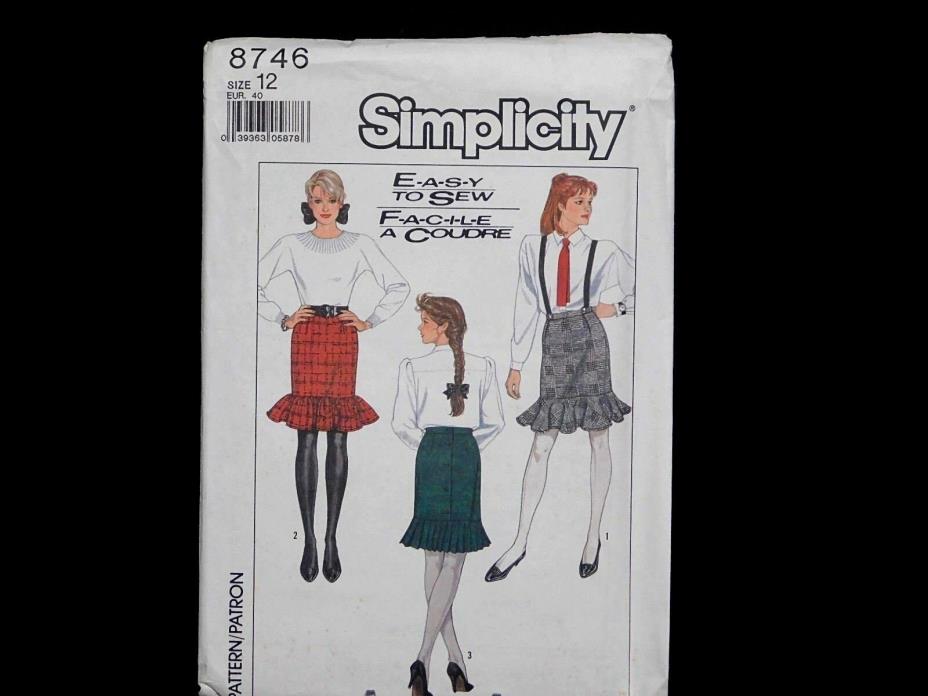 1988 Simplicity Pattern #8746 Size 12 Ladies Skirt Easy Sew New Uncut