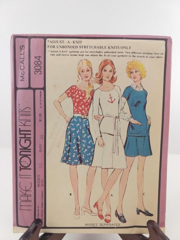 Vintage McCall's Sewing Pattern 3084 Misses Separates Size 14 Uncut 1972