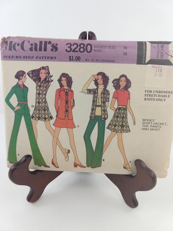 Vintage McCall's Sewing Pattern 3280 Shirt-Jacket, Pants, Top, Skirt Size 16