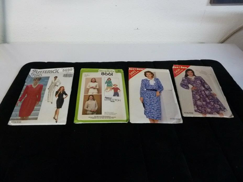 Lot of 4 misc. womens patterns sizes 10-18