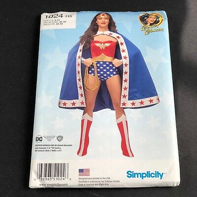 Simplicity Costume Sewing Pattern #1024 Misses DC Wonder Woman Size 6-14 Uncut