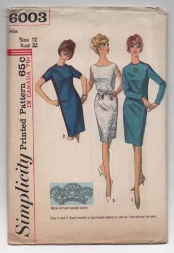 Vtg 1965 Secretary Day Shift Dress Simplicity Sewing Pattern 6003 Sz 12 Bust 32