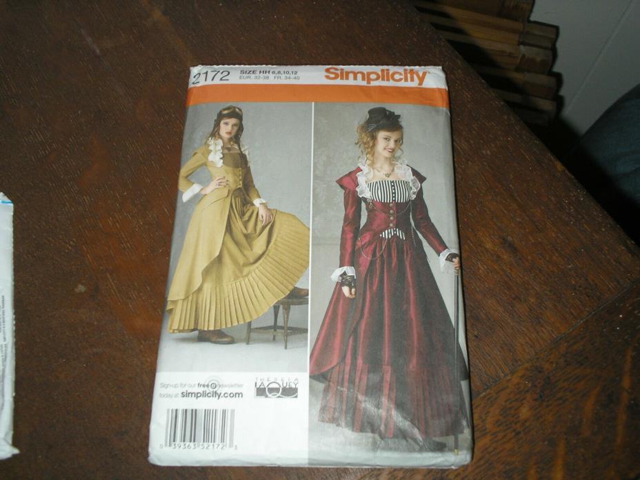 Simplicity Sewing Pattern 2172 Steampunk Costume Collection-U.S. Size 6-12 NEW