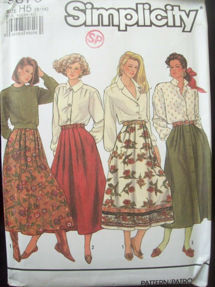 Vintage Simplicity Pattern 9876 Pleated Skirt Variety Sizes 6-14 Uncut/FF NOS