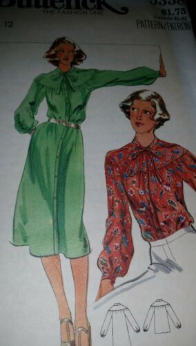 Vintage Butterick Pattern Size 12 Dress And Blouse Uncut Pattern 5338