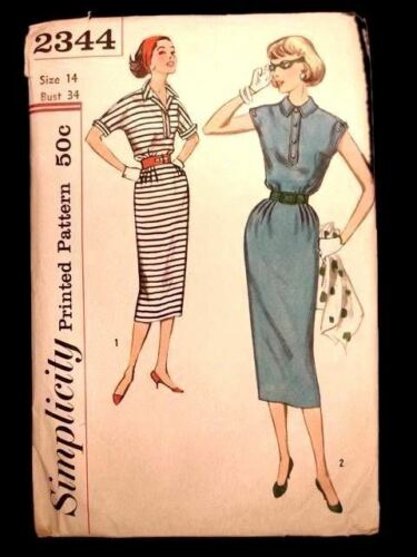 Vintage Simplicity Sewing  Pattern 2344 Miss Dress Sz 14 1950S