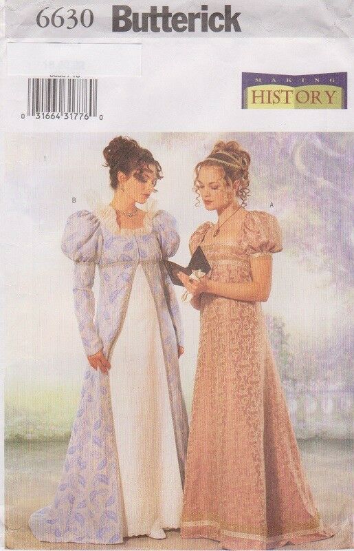 Butterick  #6630  Napoleonic/Georgian Coat & Dress Costume Pattern Sz 18-22