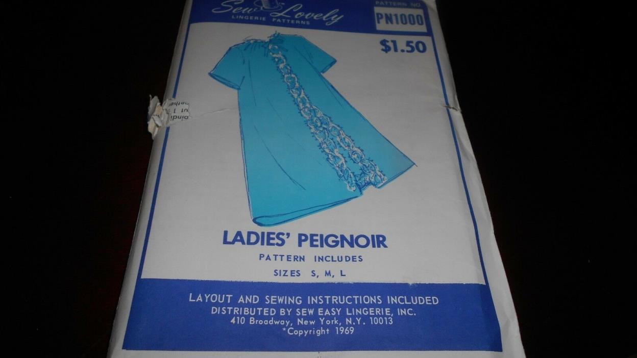 SEW LOVELY LINGERIE PATTERN PN1000– LADY's PEIGNOIR - SZ SM-M-LG UNCUT 1969
