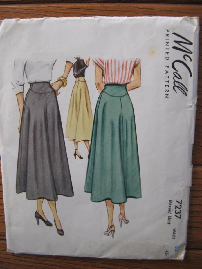 McCall's Sewing Pattern #7237 Misses Skirt Waist 32 Vintage 1950s Complete Uncut