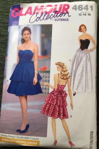 Glamour Collection 4641 Butterick Strapless Evening Dress PATTERN Sz 12-14-16