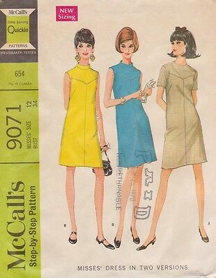 Vintage 1967 McCall's Pattern # 9071 for Front-Yoke, French-Dart Dresses Sz 12