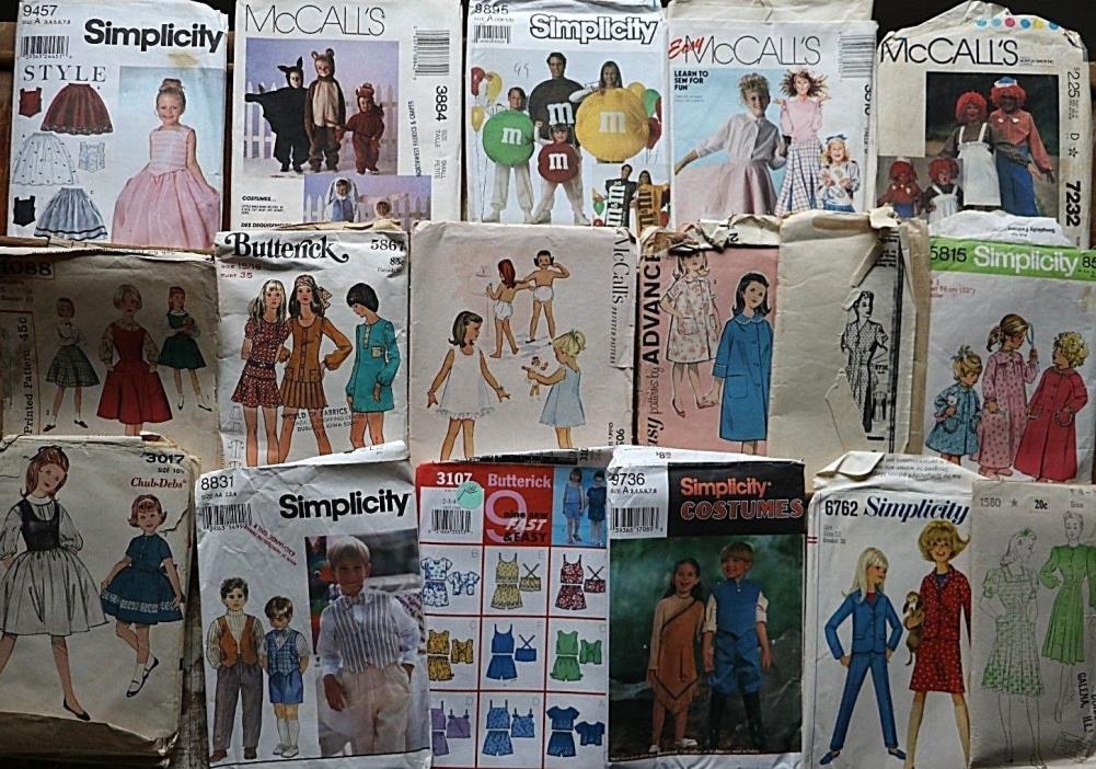 Lot of 42 Vintage Patterns 1950 to 1990s Simplicity McCalls Lot #6 Costumes Kid