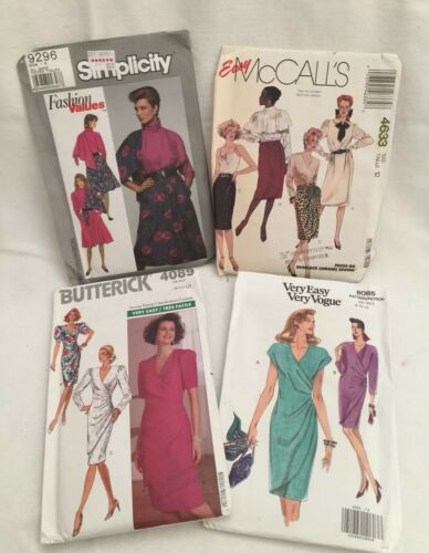 4 Vintage Patterns 1989-91 Day Dresses Separates Butterick Vogue Size 8-12