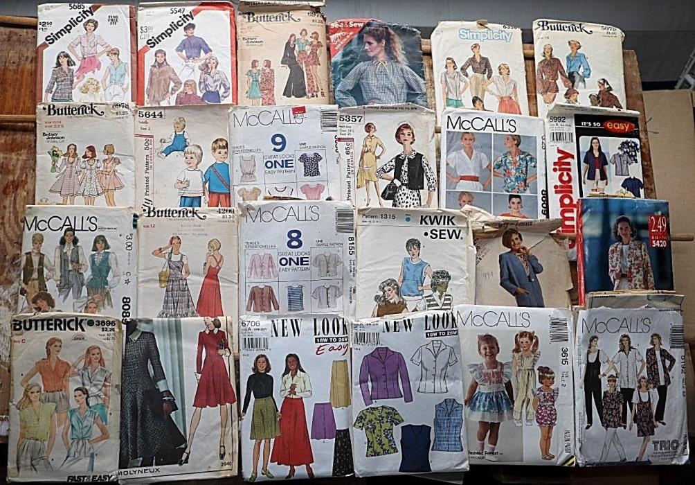 Lot of 61 Vintage Patterns 1970 to 1990s Simplicity McCalls Butterick  Lot #3