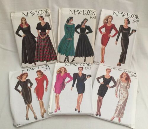 Vintage 1990's 6 Patterns New Look Dresses Evening Formal Semi Size 8-18