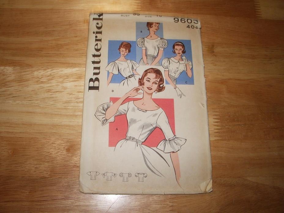 VTG Butterick FF Pattern 9603 Misses Blouse with Sleeve Variety SZ16 Bust 36