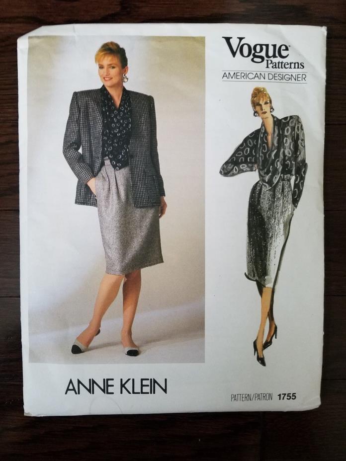 Vogue Sewing Pattern 1755 Jacket Blazer Skirt Blouse Sz 12 NEW UNCUT FF Vintage