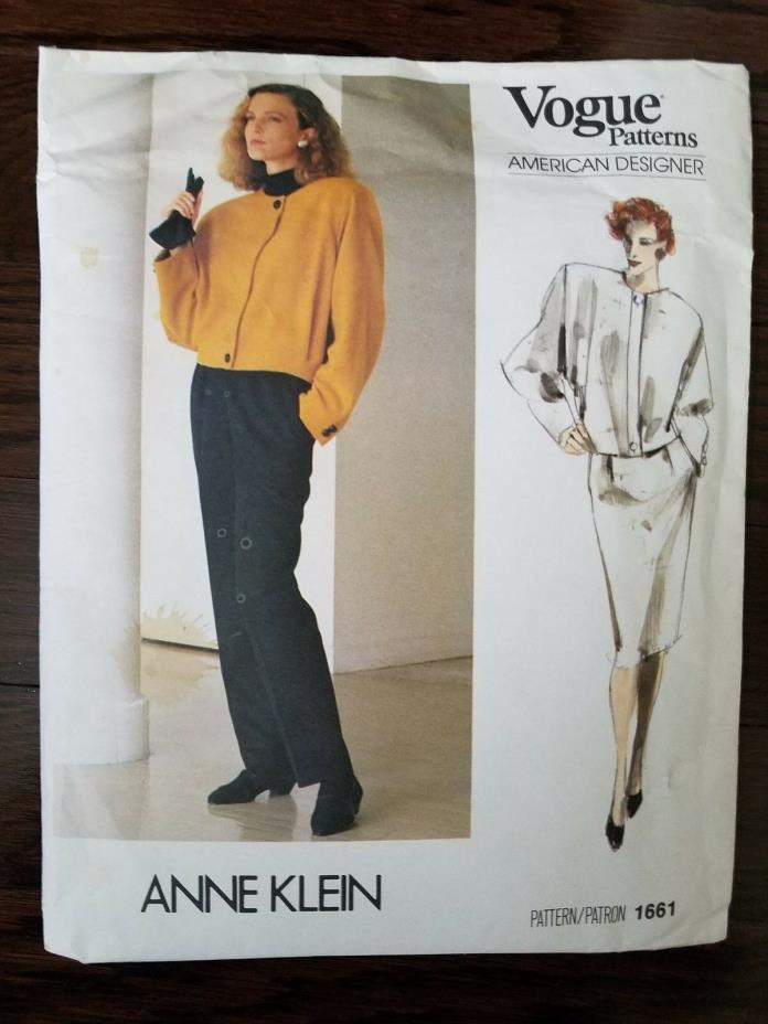 Vogue Sewing Pattern 1661 Size 14 NEW UNCUT Anne Klein Jacket Skirt Pants Vintag
