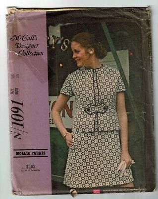 McCalls #1091 VTG Mollie Parnis Dress And Jacket Pattern Sz 16 UC