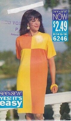 Simplicity # 6246 Vintage 1992 Color Block Dress Pattern Sz14-16-18
