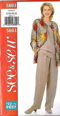 Butterick See & Sew  Pattern 5803  Sz 18-22 Uncut Factory Fold Jacket Top Pants