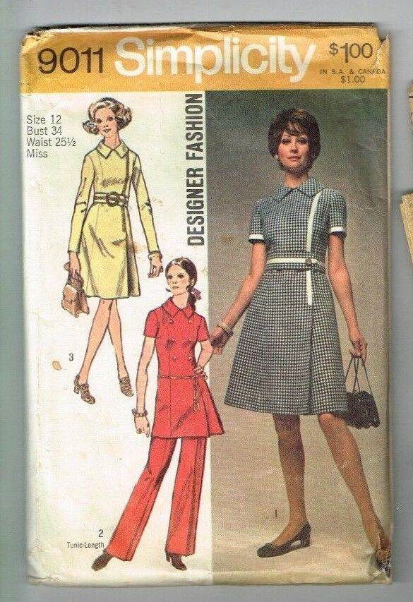 Vintage Pattern Suit Simplicity 9011 Designer Fashion Dress Slacks 12/34 1970's