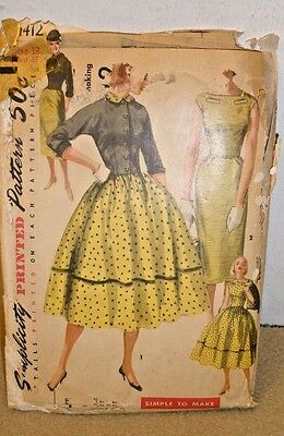 Vintage Simplicity Pattern #1412 - Dress/Skirt/Jacket -16 Pieces - Size 13