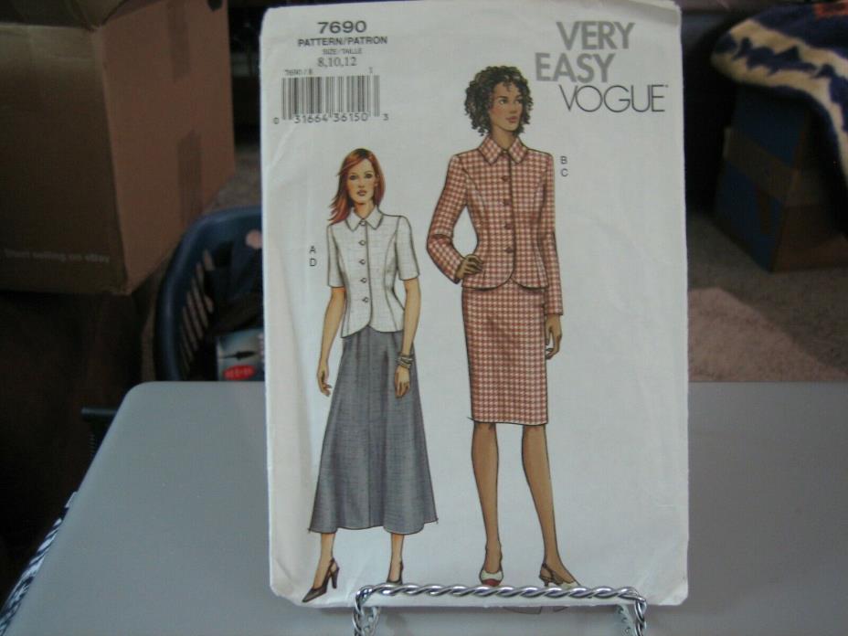 Vogue 7690 Misses Top & Skirt Pattern - Size 8/10/12