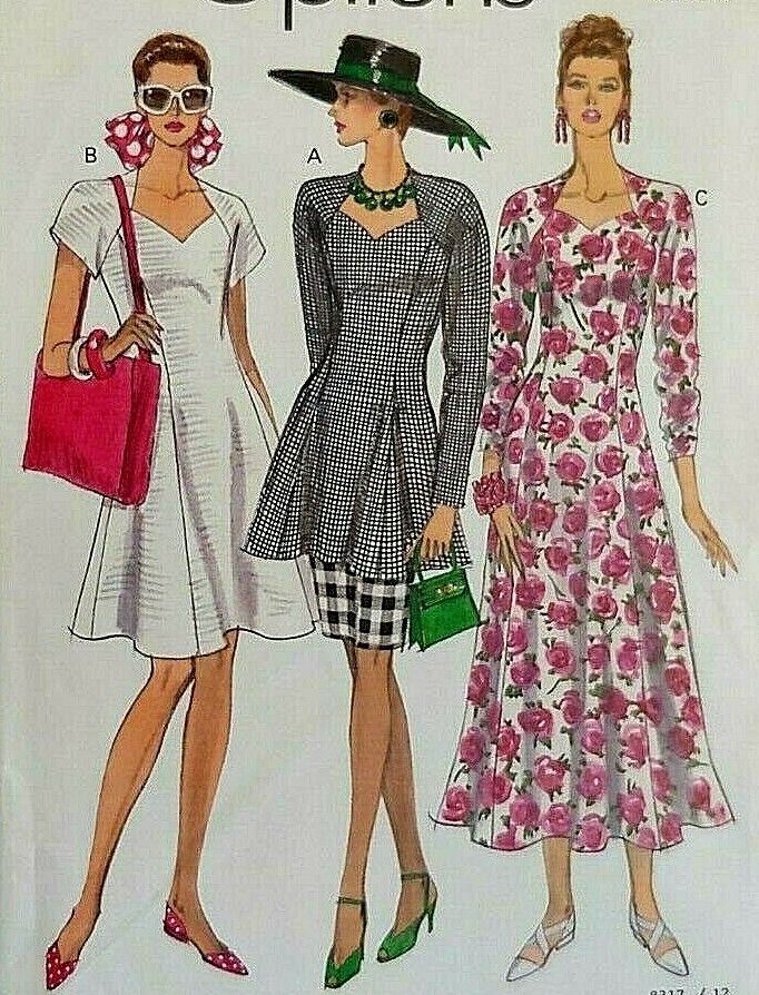 vintage 1990s Vogue sewing pattern 8317 sweetheart neckline dresses 12-14-16 new