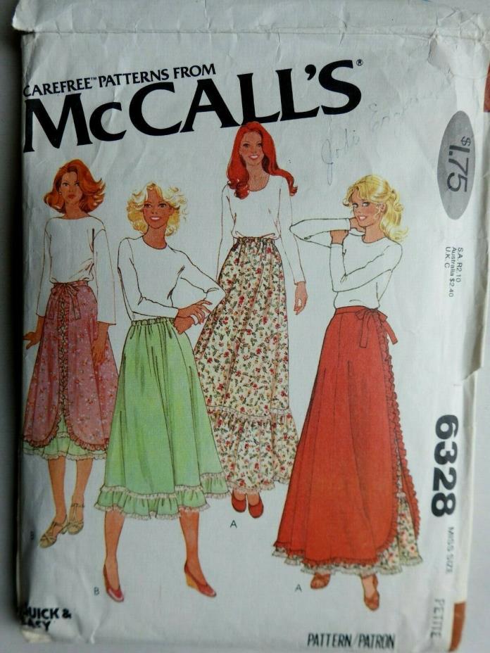 Vtg. 1978 McCall's Sewing Pattern 6328 Misses Set of Skirts Overskirt Size 6 - 8