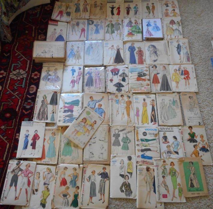 Vintage 1940s 50s McCalls Advance Womens Kids Sewing Pattern Lot 40+
