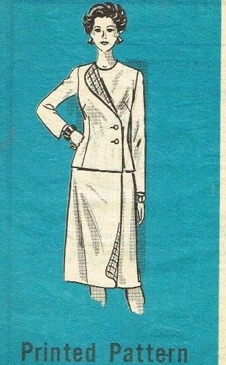 Vintage Pattern Suit Skirt Jacket 1980's Fashion Marian Martin 9147 16/38
