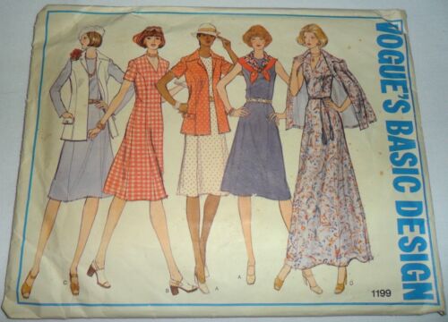 Vtg 70s VOGUE Basic Design Sewing Pattern 1199 Women’s DRESS & JACKET UNUSED 38