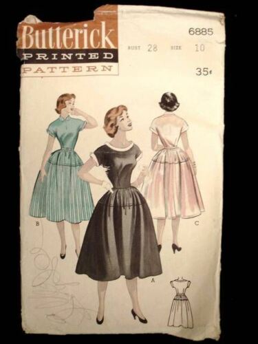 Vintage Sewing Butterick Pattern 6885 Teen Dress Size 10 1950S