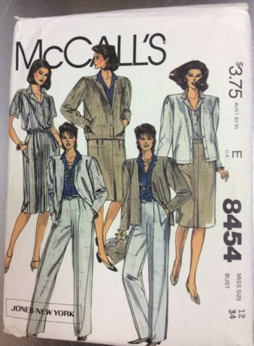 McCalls Pattern 8454 Jacket Blouse Skirt Pants Miss Size 12 Bust 34 Uncut