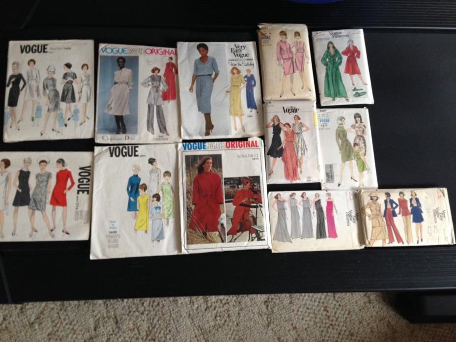 Lot of 12 Vintage VOGUE Dress,Coat,Jacket Patterns